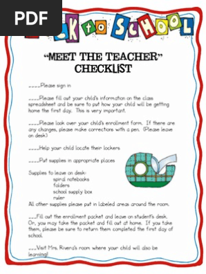 Meet the Teacher Checklist