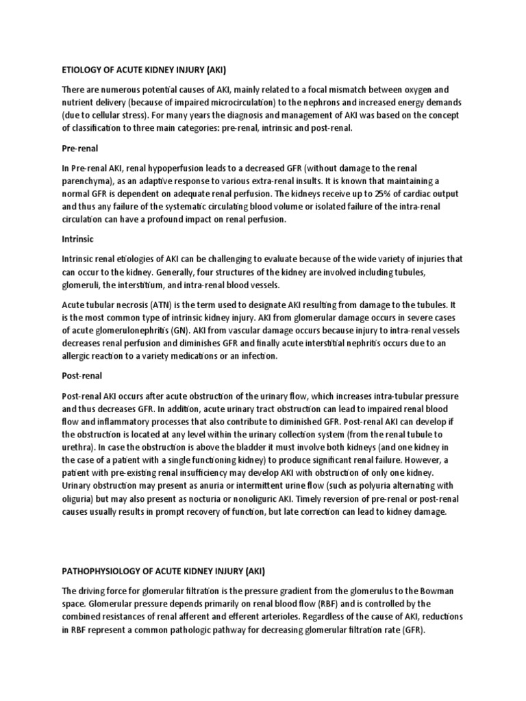 Etiology and Pathophysiology of Acute Kidney Injury | PDF | Kidney ...