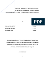 Impact of Laboratory Resource Utilization On The Performance of Physics in Some Selected Secondary Schools in Gwale Local Government Area