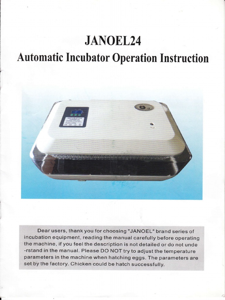 Manual Incubadora Janoel PDF Egg Birds