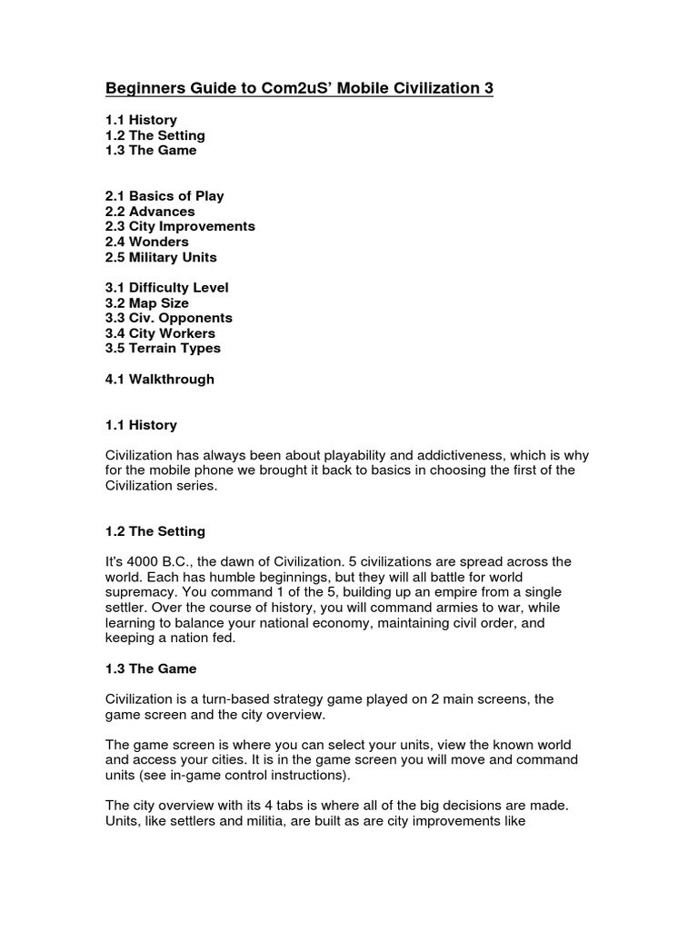 Civilization3 Beginners Guide Pdf