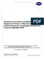 MHRA Register of Holders of Manufacturer's Authorisations For Investigational Medicinal Products (MIAIMP) (2009)