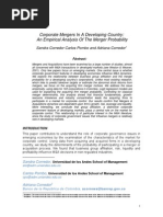 Corporate Mergers in A Developing Country: An Empirical Analysis of The Merger Probability