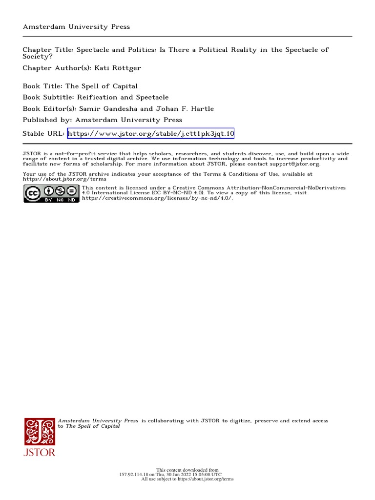 Spectacle and Politics Is There A Political Reality in The Spectacle