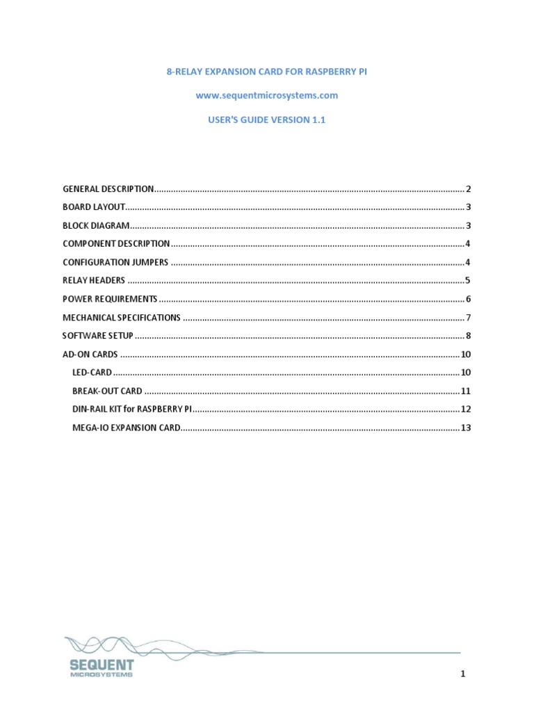 8 RELAYS Users Guide PDF Raspberry Pi Relay