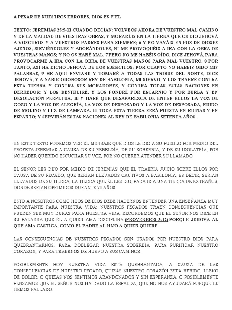 A Pesar de Nuestros Errores | PDF | Pecado | Jeremías