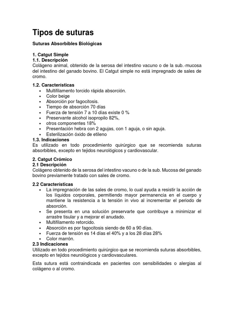 Tipos De Suturas Pdf Acero Inoxidable Sutura Quirúrgica