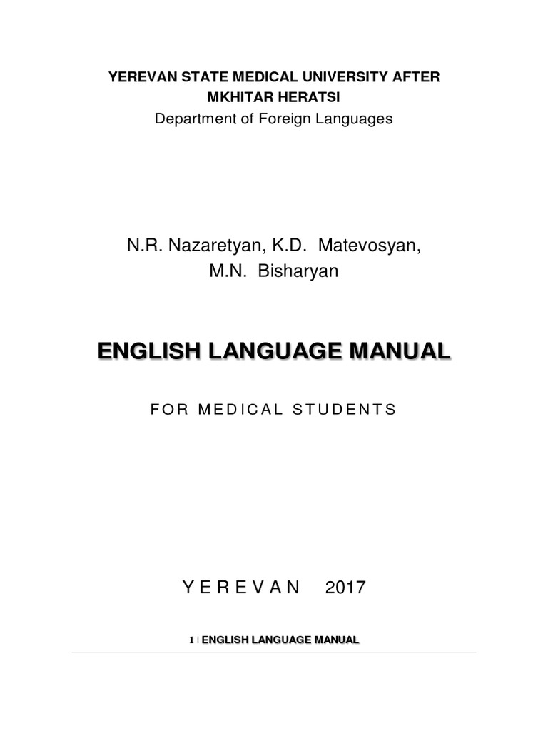 English Language Manual for Medical Students | PDF | Medical School ...