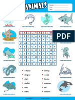 Sea Animals Esl Vocabulary Word Search Worksheet For Kids