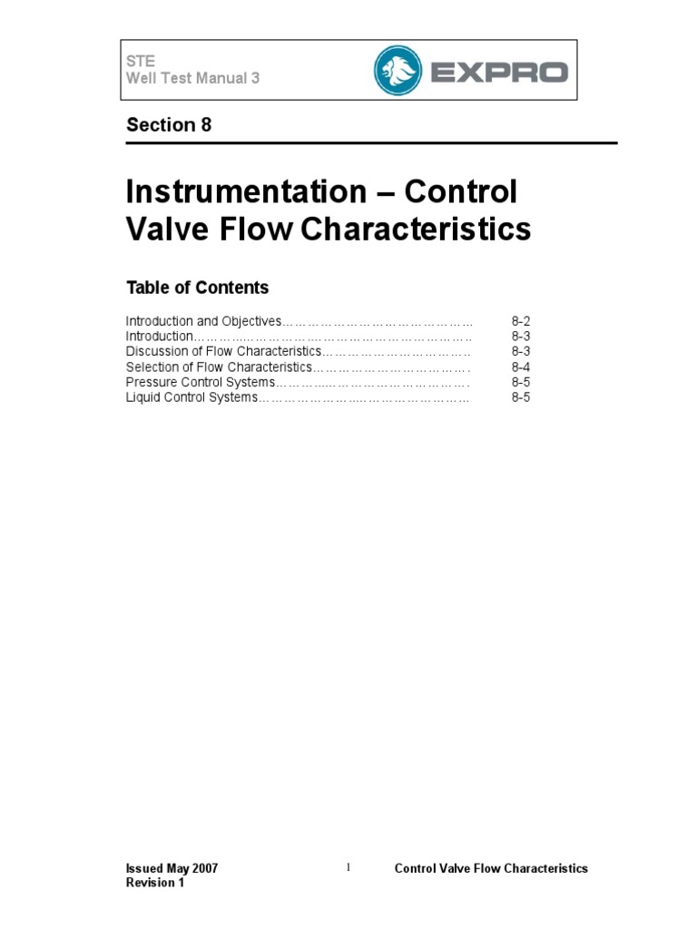 Section 8 Control Valve Flow Characteristics PDF Valve Flow