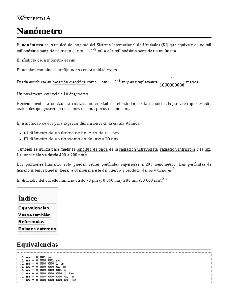 Nanómetro PDF Nanometro Metrología