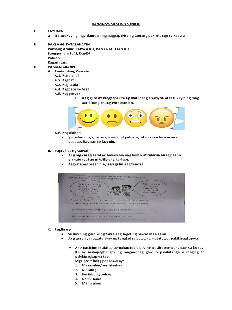 Lesson Plan in Esp 3 | PDF