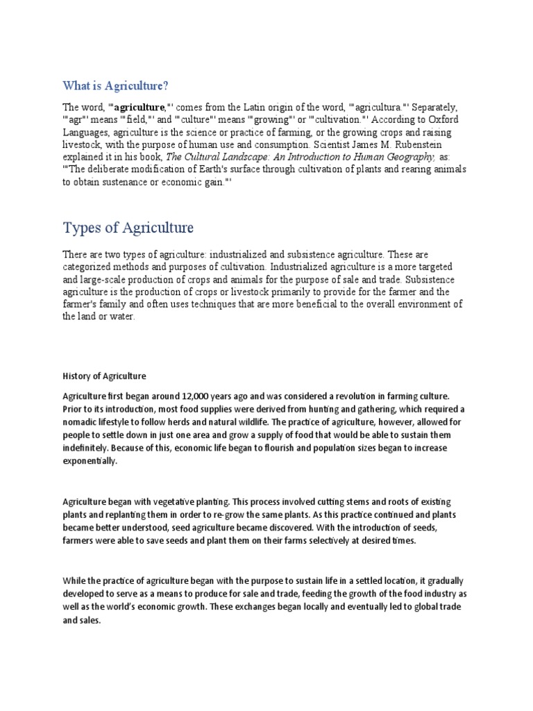 Agricrop Intro | PDF | Agriculture | Foods