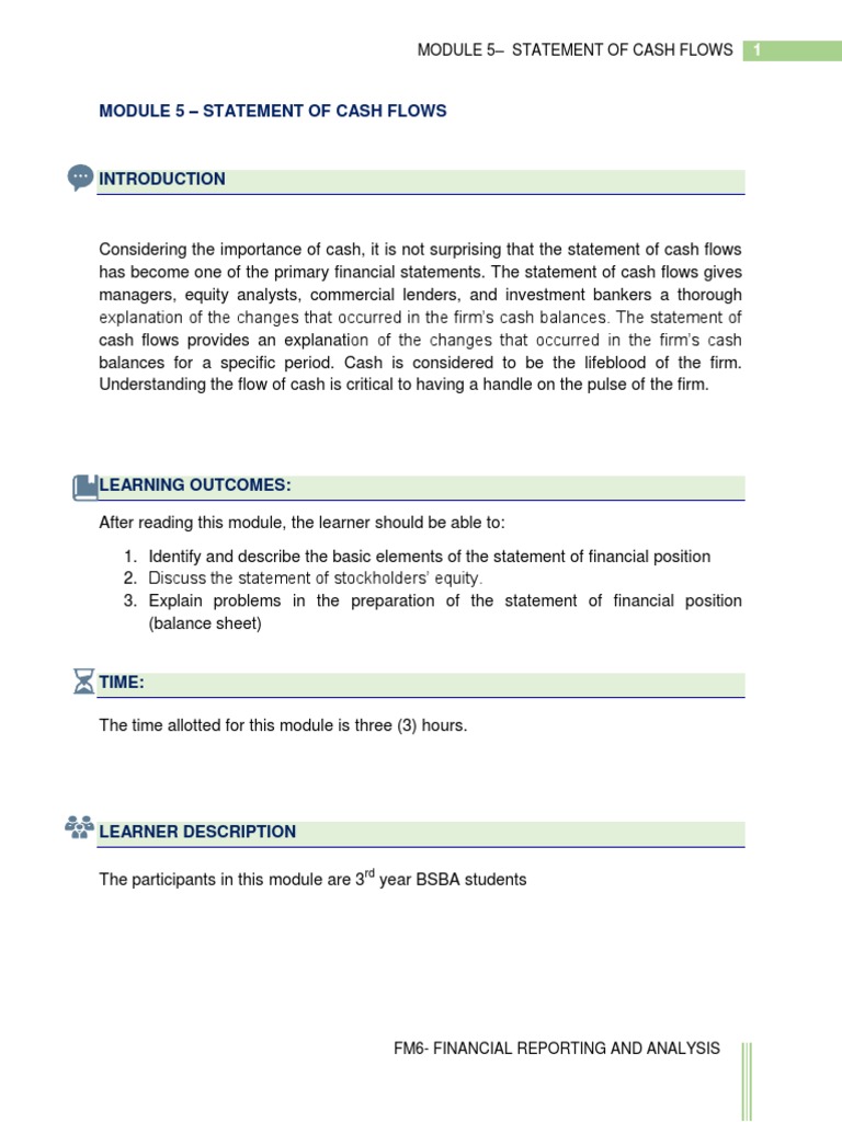 Understanding the Statement of Cash Flows | PDF | Equity (Finance ...