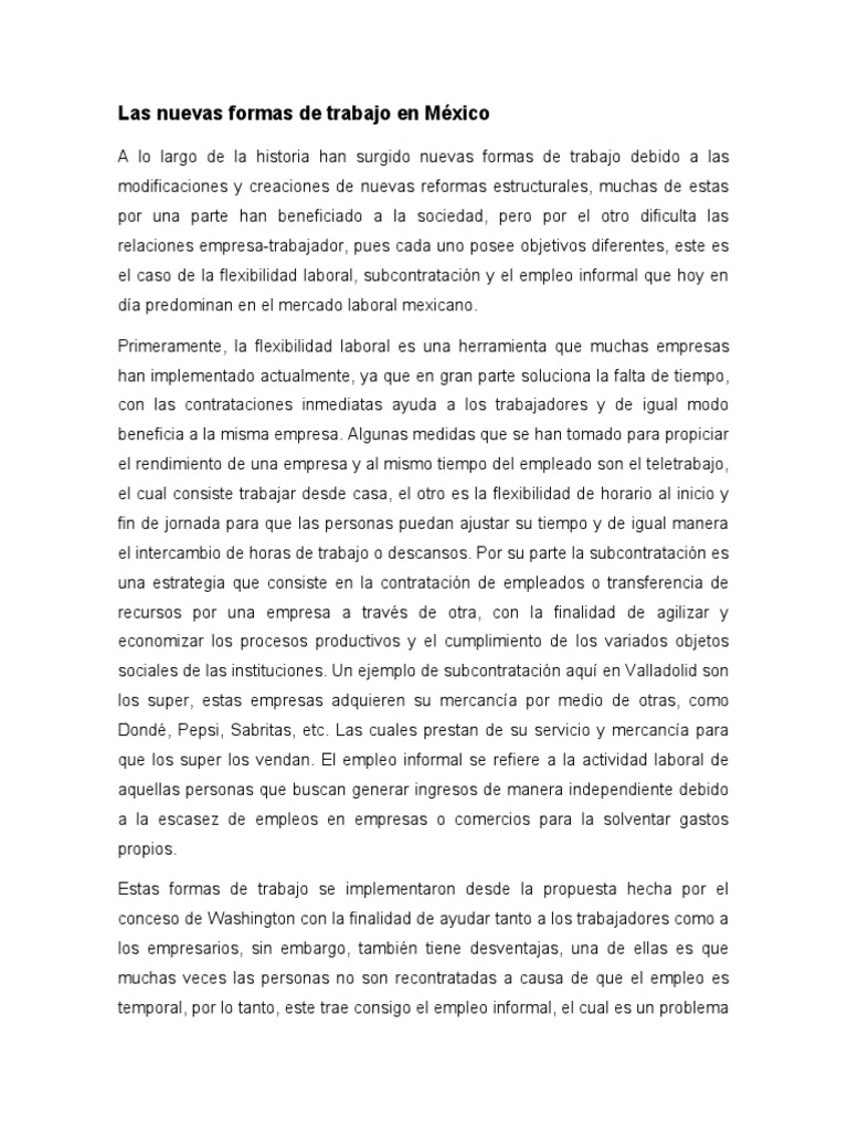 Nuevas Formas de Trabajo | PDF | Outsourcing | México