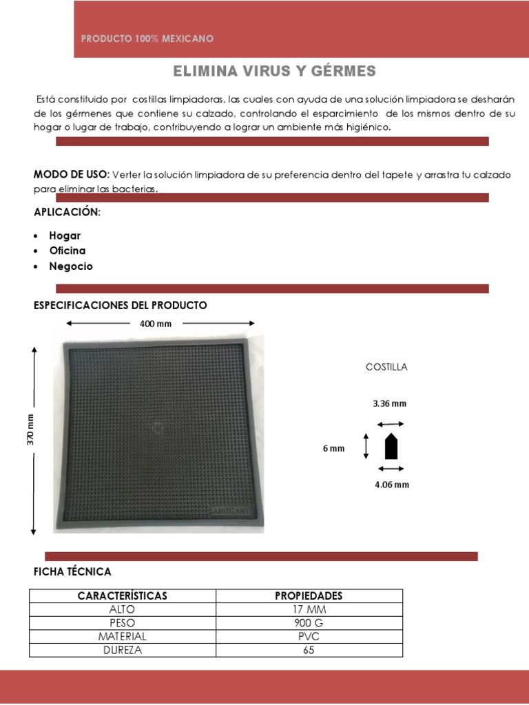 Ficha Tecnica Tapete Sanitizante | PDF