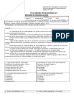 3a Evaluación Institucional de Lenguaje 5°básico Sin Fecha