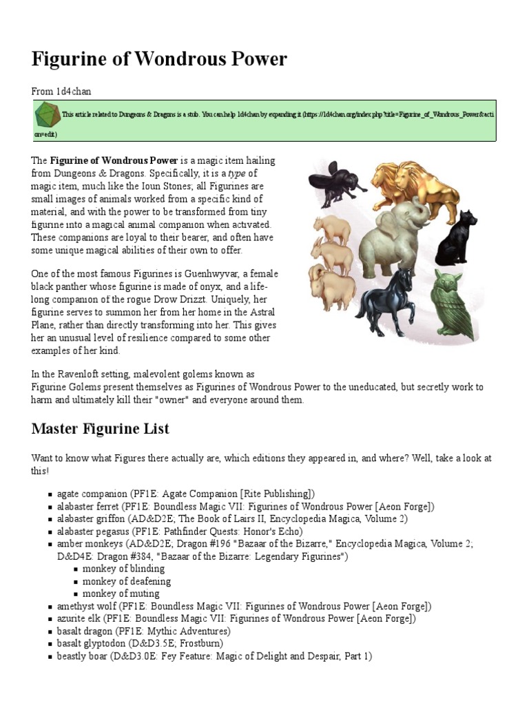 Figurine of Wondrous Power 1d4chan PDF D20 System Dungeons