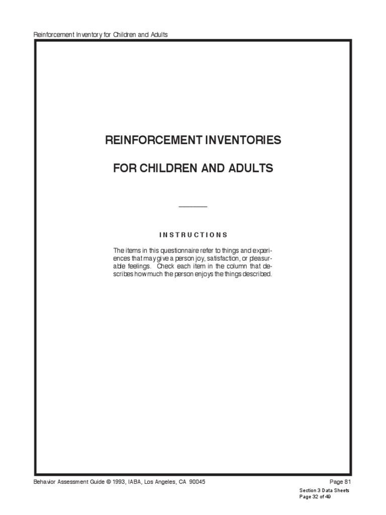 Reinforcement Inventory PDF