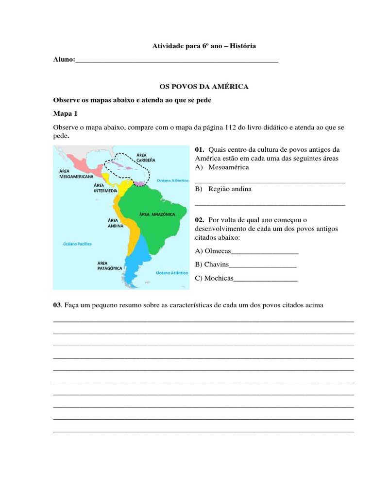 Atividade para 6º ano | PDF | Américas