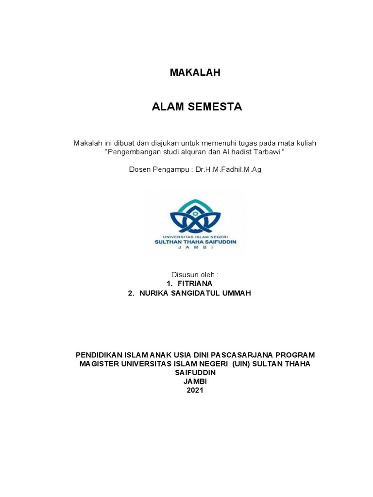 Alam Semesta dalam Perspektif Islam dan Sains | PDF | Ilmu Sosial ...