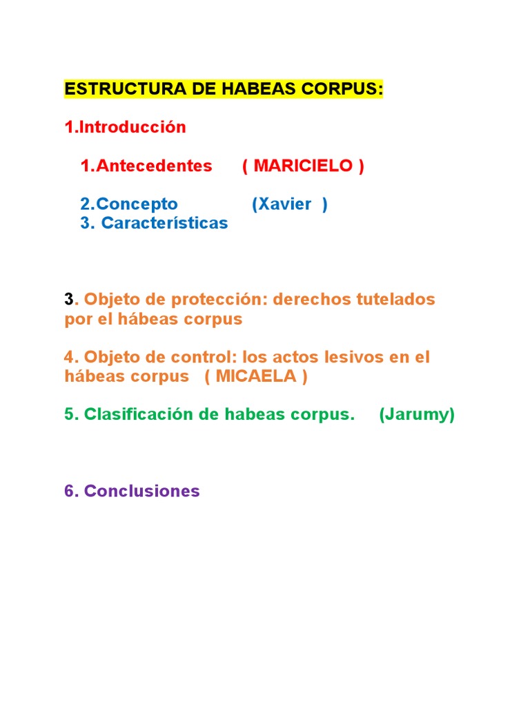Estructura y Conceptos de Habeas Corpus | PDF | Derecho | Ciencia y ...