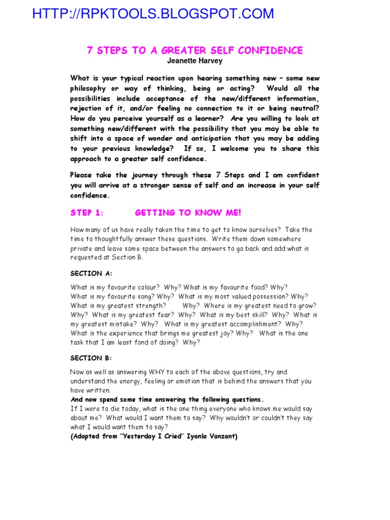 Boost Your Self Confidence in 7 Steps | PDF | Emotions | Feeling
