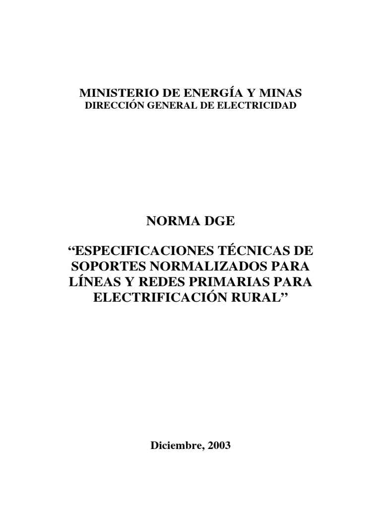 Especificaciones DGER para Electrificación Rural | PDF | Física ...