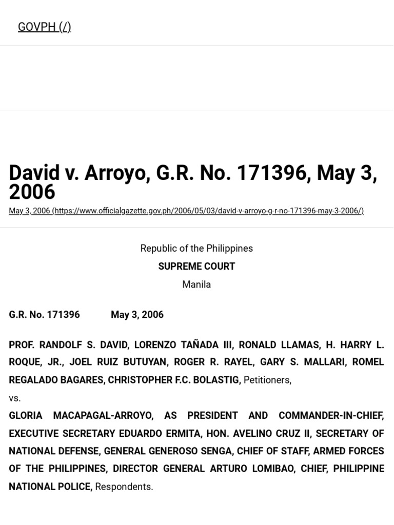 David vs macapagal arroyo g r no 171396 2006 pdf standing