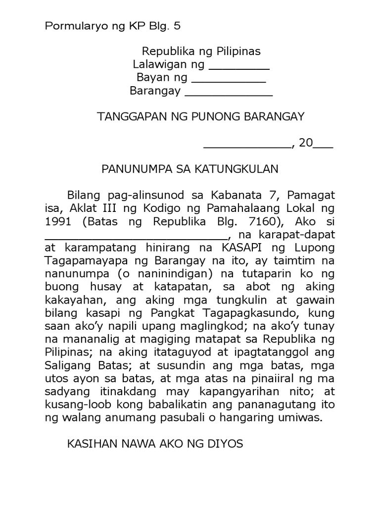 KP Form 5 | PDF