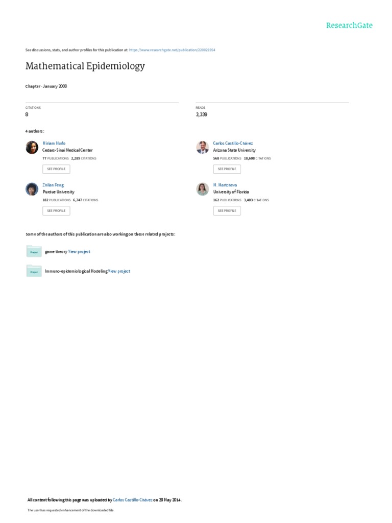 Mathematical Epidemiology PDF Influenza Infection