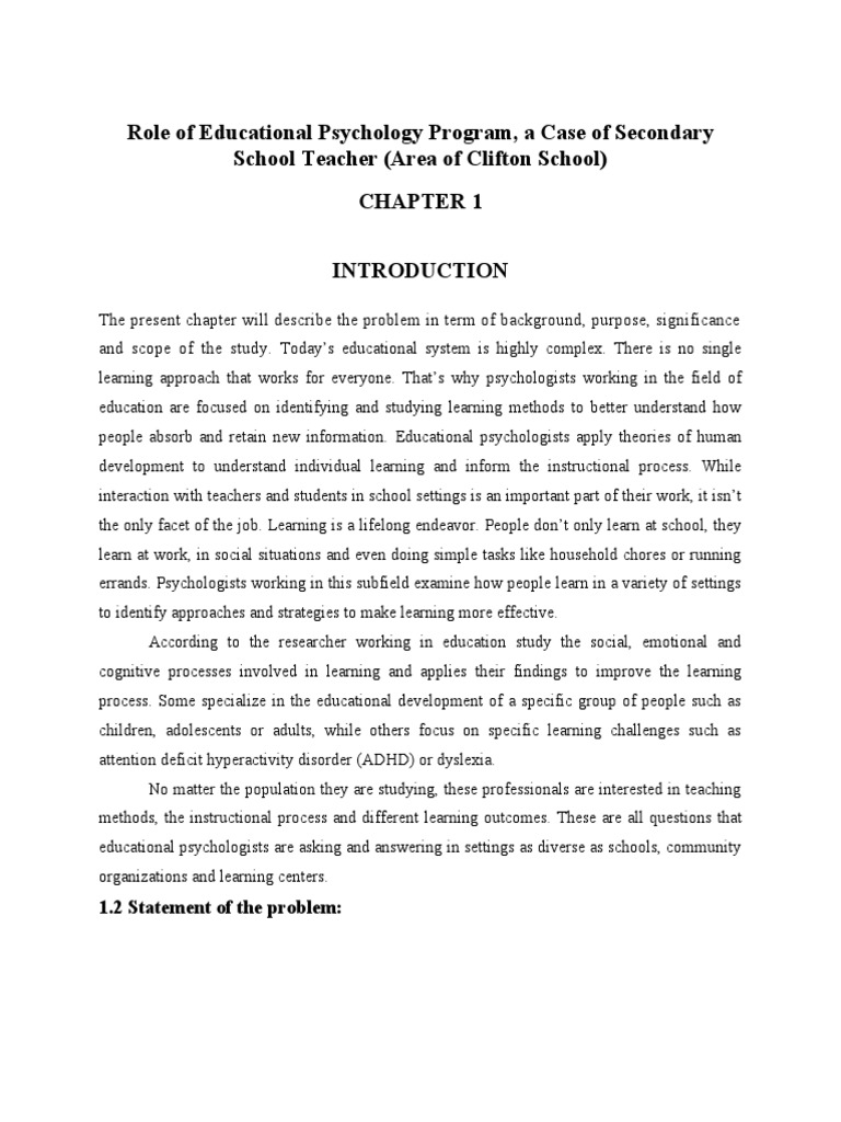 Explain The Role Of Educational Psychology In Teaching And Learning Process