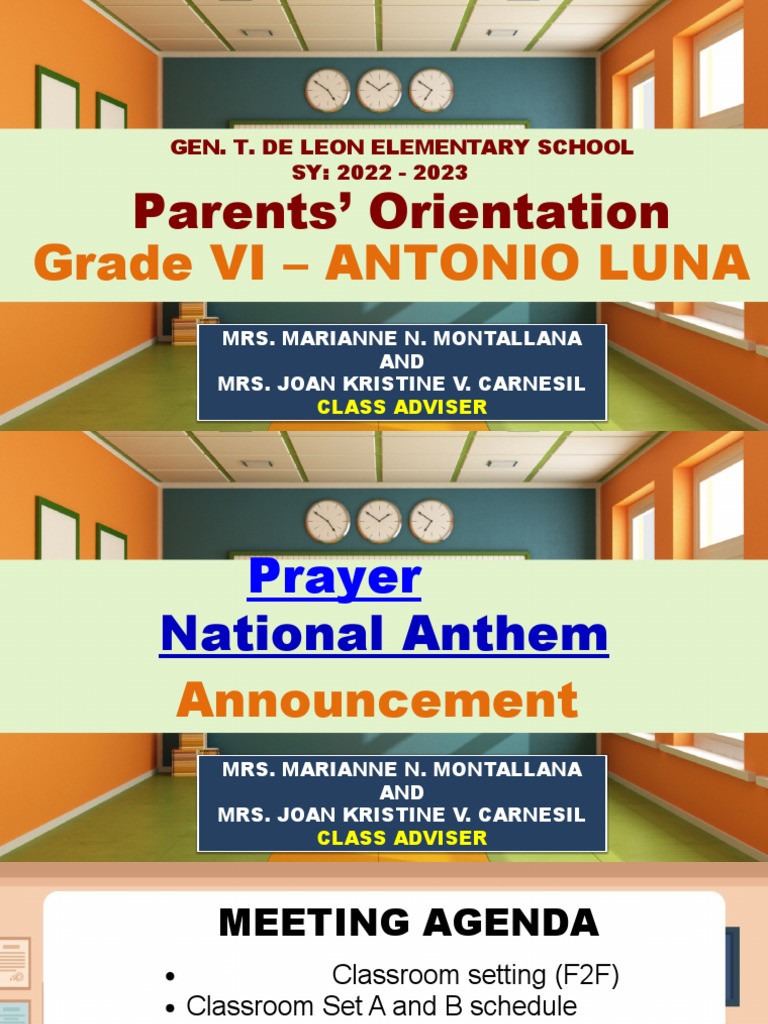 Gen. t. de Leon Elementary Schoolparents Orientation PDF