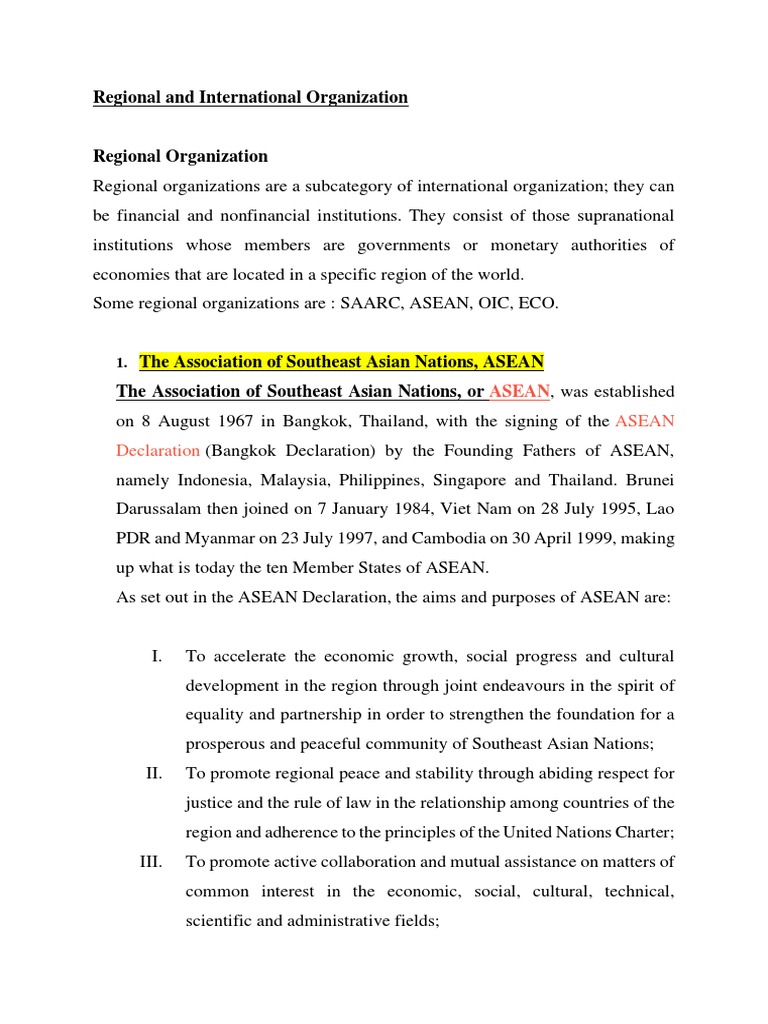 Regional and International Organization PDF Organisation Of Islamic