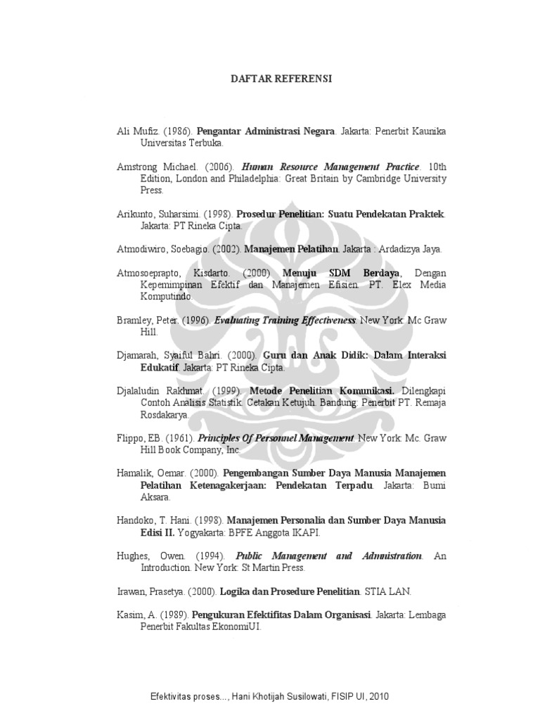 Daftar Referensi Administrasi dan Pendidikan | PDF