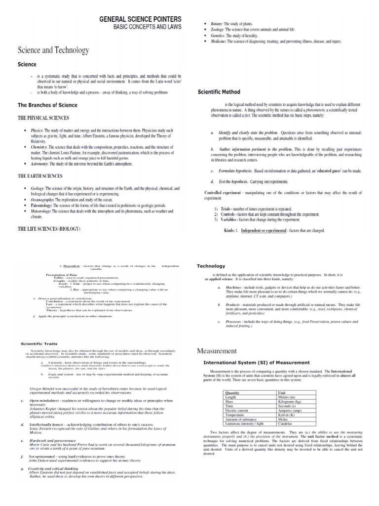 General Science - Condensed Notes | PDF