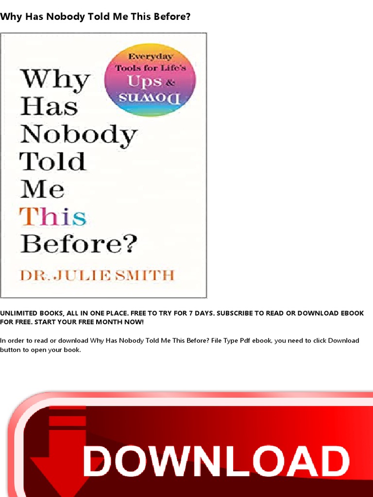 Why Has Nobody Told Me This Before PDF