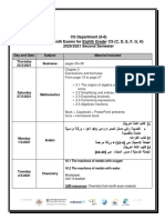 Schedule of First Month Exams For Eighth Grade