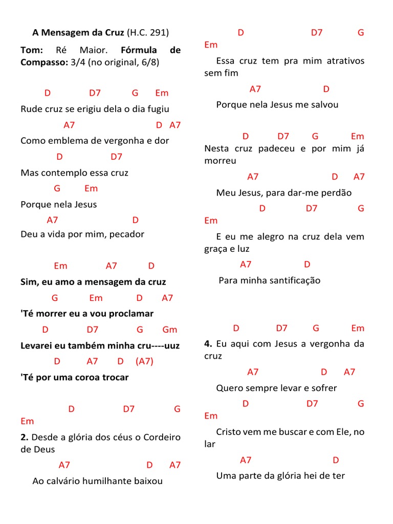 Mensagem da Cruz: Hino e Cifras | PDF | Crença e doutrina religiosa ...