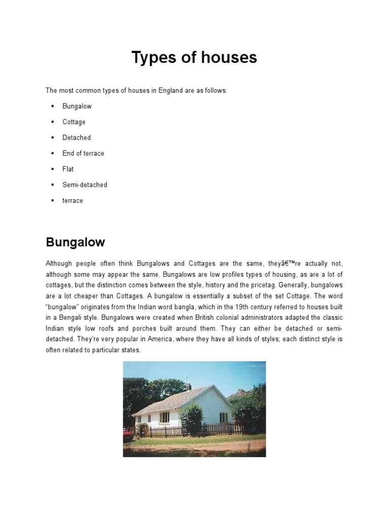 Types of Houses PDF Buildings And Structures Houses