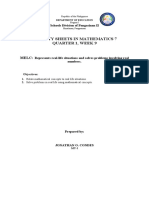 Activity Sheets in Mathematics 7 Quarter 1, Week 9: Schools Division of Pangasinan II