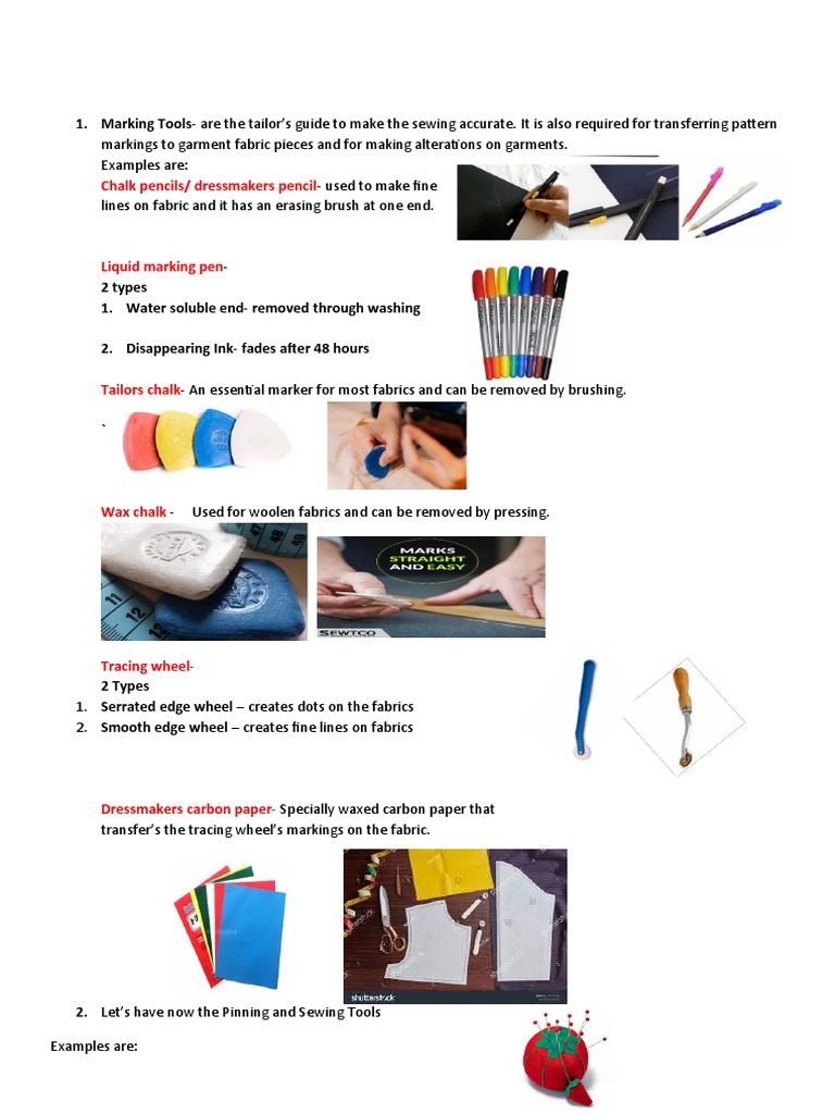 Marking Tools in Dressmaking | PDF