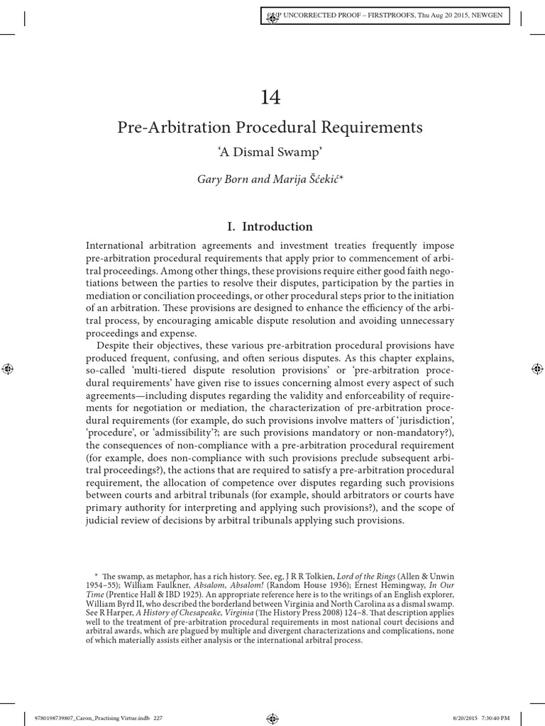 Pre Arbitration Procedural Requirements PDF Arbitration