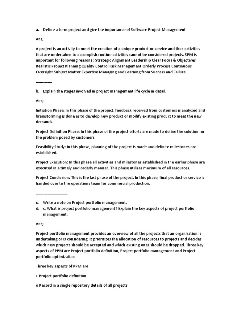 Define a term project and give the importance of software project