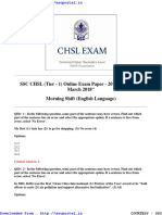 CHSL Tier 1 Papers English Language 23 March 2018 Morning Shift