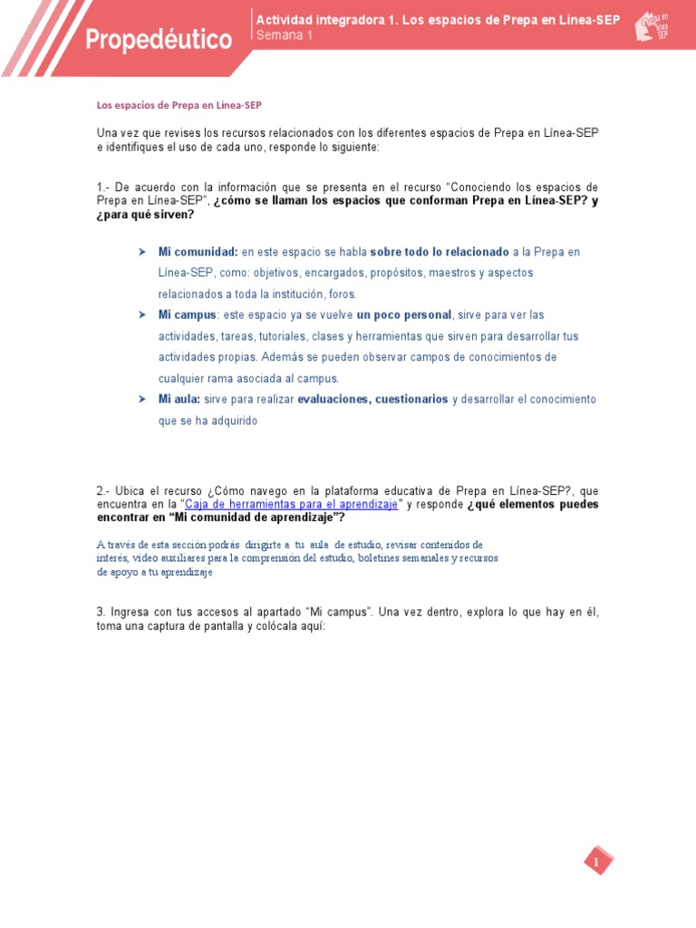 Navegando por los espacios de Prepa en Línea-SEP | PDF | Salón de ...