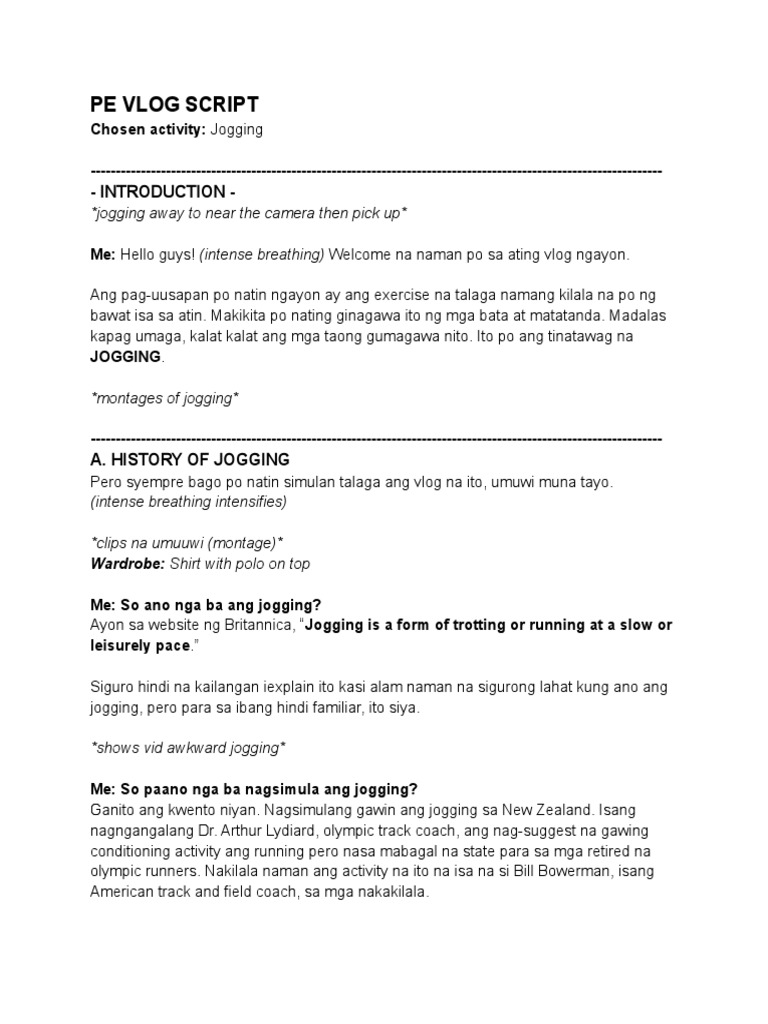 Pe Vlog Script | PDF