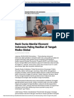 Bank Dunia Menilai Ekonomi Indonesia Paling Resilien Di Tengah Risiko Global