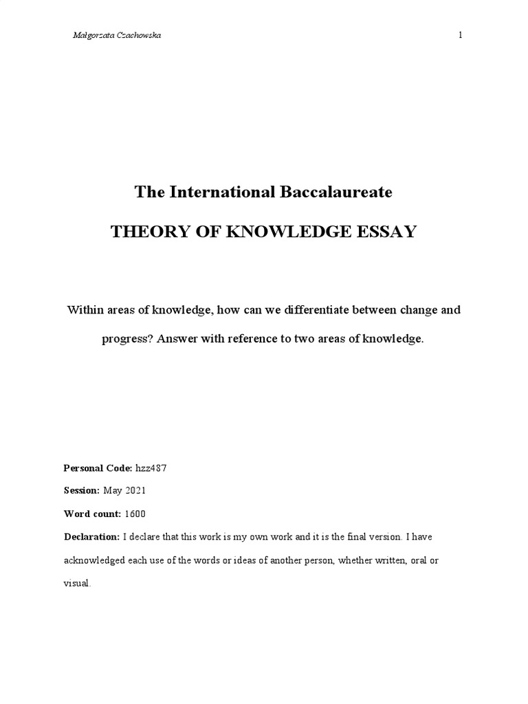Theory of Knowledge Essay May 2021 PDF Science Reason