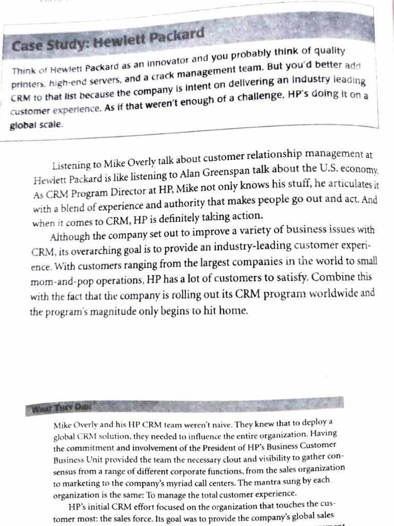 Hewlett Packard's Global Approach to Customer Relationship Management